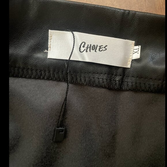 Black Faux Leather Sexy Asymmetrical Wrap Skirt - Picture 5 of 5